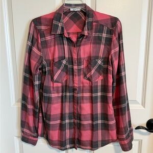 Maurices Vibrant Pink and Black Plaid Shirt